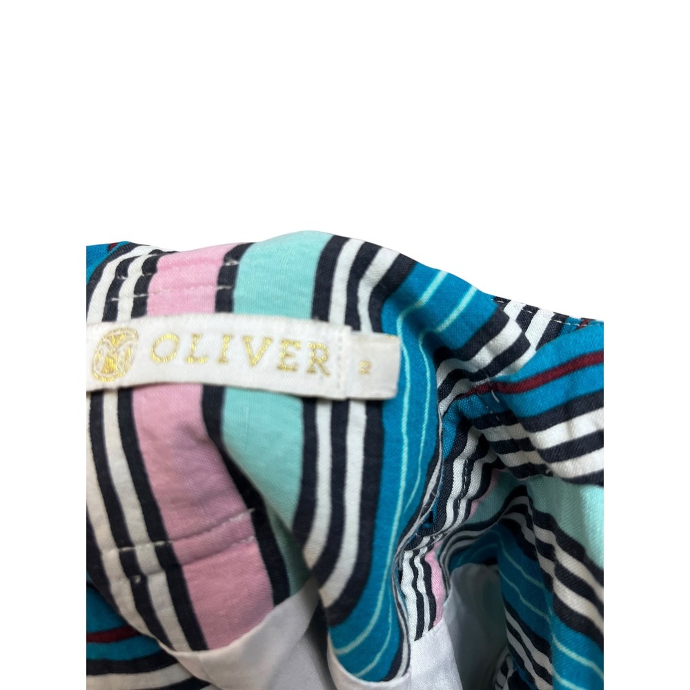 Marie Oliver Womens Blue Pink Striped Paperbag Waist Shorts 2 Resortwear Coastal - Picture 7 of 8